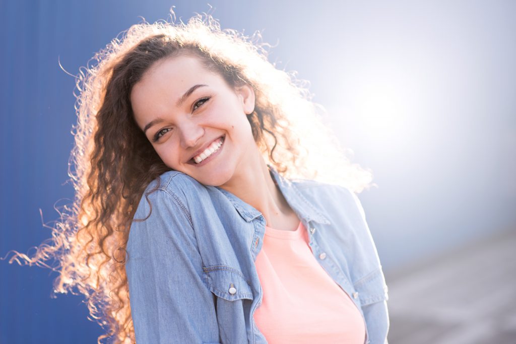 a woman with healthy and glowing skin